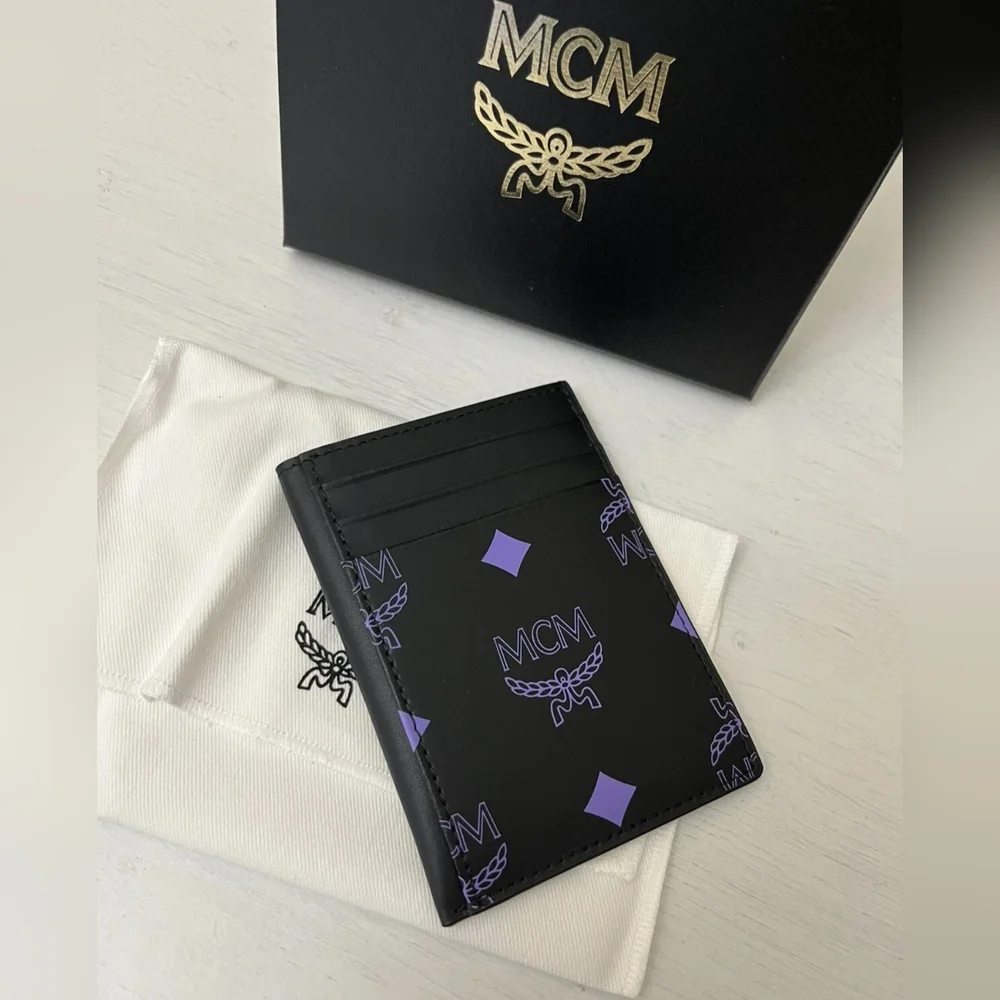 MCM Visetos Monogram Color Splash Dahlia Purple Horizontal Card Case New